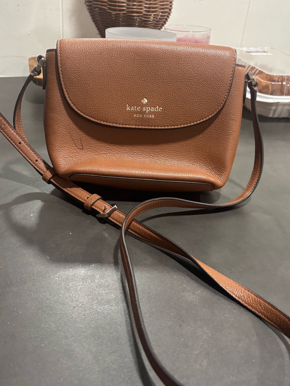 kate spade Brown Pebbled Leather Crossbody Bag